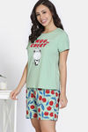 Zivame Knit Cotton Short Set - Quiet Green — thumbnail 3
